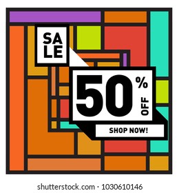Summer holiday sale memphis style web banner. Fashion and travel discount poster. Vector holiday bbstract colorful illustration with special offer and promotion.