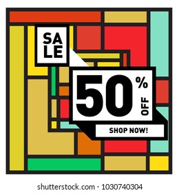 Summer holiday sale memphis style web banner. Fashion and travel discount poster. Vector holiday bbstract colorful illustration with special offer and promotion.