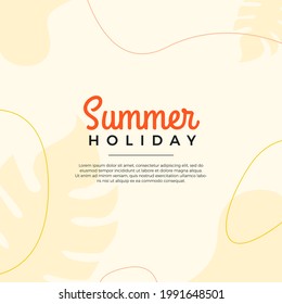 Summer Holiday Season Design Banner Post for Social Media in Square Orientation. Modern Editable Template.