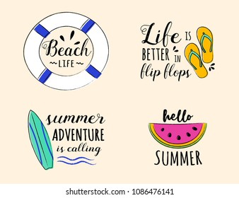 Summer holiday - set of colourful typography. Vector.
