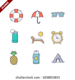 summer holiday set vector illustration icon