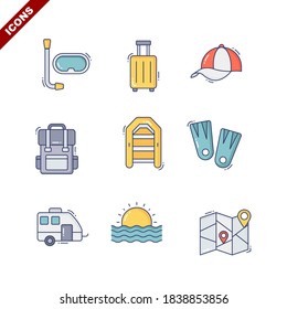 icono de ilustración vectorial de conjuntos de vacaciones de verano