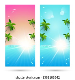 summer holiday. sets of web banner template. 