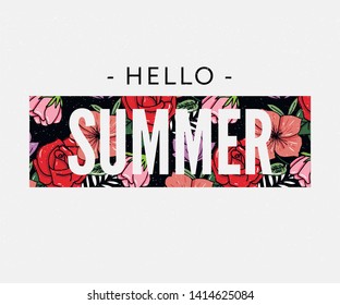 summer holiday slogan with pineapple and tropical flower illustration Sales Holiday Flyer Banner Poster