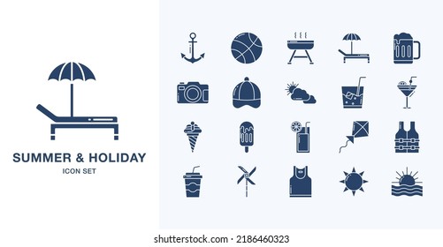 Summer and Holiday solid icon set