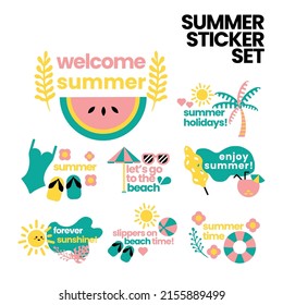 Summer holiday sticker set in vector