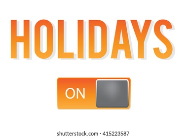 Summer, holiday switch on/off button, slider on white background. Vector art.