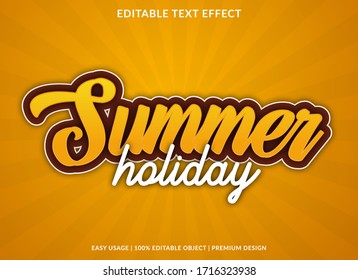 summer holiday text effect template with retro style use for logo and brand title or headline