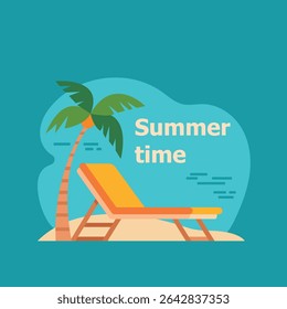 Verão tema imagem, estilo plano, cartão postal, minimalismo
