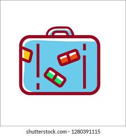 a summer holiday time bag icon set in white backround