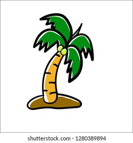 a summer holiday time tree icon set in white backround 