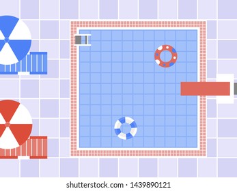 Summer Holiday, Top view Swimming pool vector illustration
