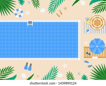 Summer Holiday, Top view Swimming pool vector illustration