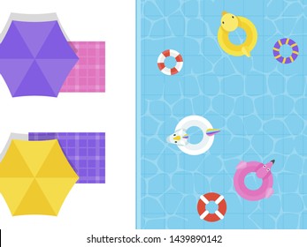 Summer Holiday, Top view Swimming pool vector illustration