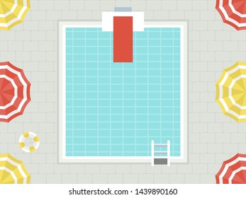 Summer Holiday, Top view Swimming pool vector illustration