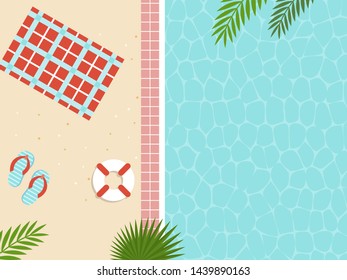 Summer Holiday, Top view Swimming pool vector illustration