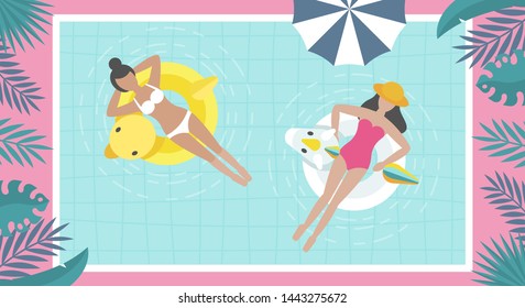 Summer Holiday, Top view Swimming pool vector illustration