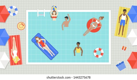 Summer Holiday, Top view Swimming pool vector illustration