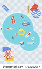 Summer Holiday, Top view Swimming pool vector illustration