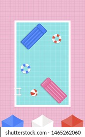 Summer Holiday, Top view Swimming pool vector illustration