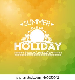 Summer Holiday, Travel Badge and Web Banner Vector Flat Design, Low Poly Background