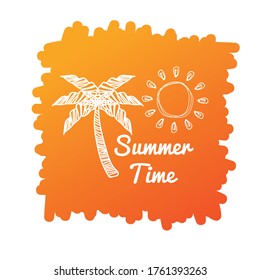summer holiday, travel, beach vacation, sun and orange background - Vector Illustration