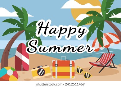 Summer holiday and travel illustration
