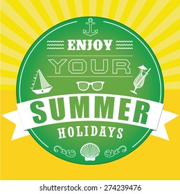 Summer holiday and travel label. Vector illustration.