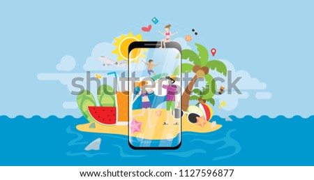 Similar – Image, Stock Photo 3d smartphone. Tropical summer vacation