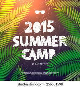 Summer Holiday And Travel Themed Summer Camp Poster, Vector Illustration. 