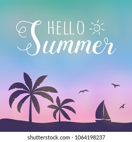 Summer holiday - tropical card. Vector.