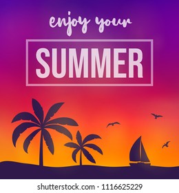 Summer holiday - tropical card. Vector.