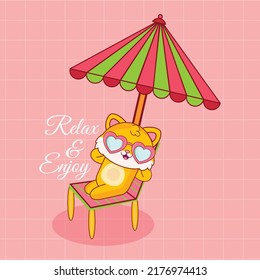 Summer and holiday typography illustration. Relax and enjoy. 