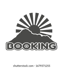 Summer holiday vacation booking online concept. Sunrise and mountains