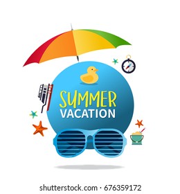 Summer holiday vacation concept, abstract style layout vector illustration