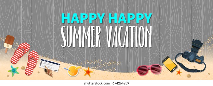 Summer holiday vacation concept, Flat vector illustration