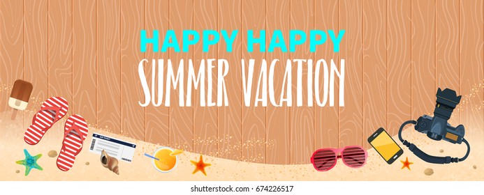 Summer holiday vacation concept, Horizontal layout Flat vector illustration