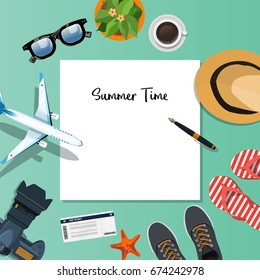 Summer holiday vacation concept, Plan vector illustration