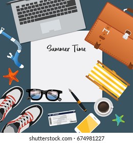 Summer holiday vacation concept, Plan vector illustration
