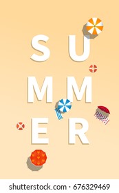 Summer holiday vacation concept, typography layout vector flat illustration