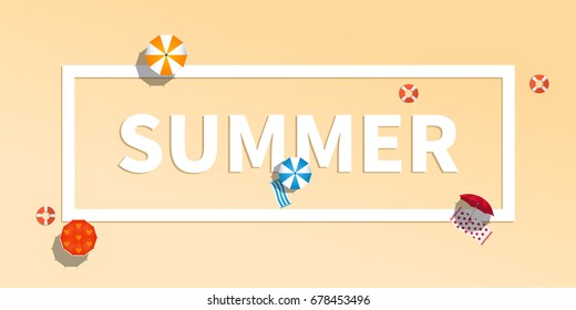 Summer holiday vacation concept, typography layout vector flat illustration