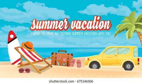 Summer holiday vacation concept, vector illustration