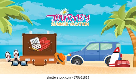 Summer holiday vacation concept, vector illustration