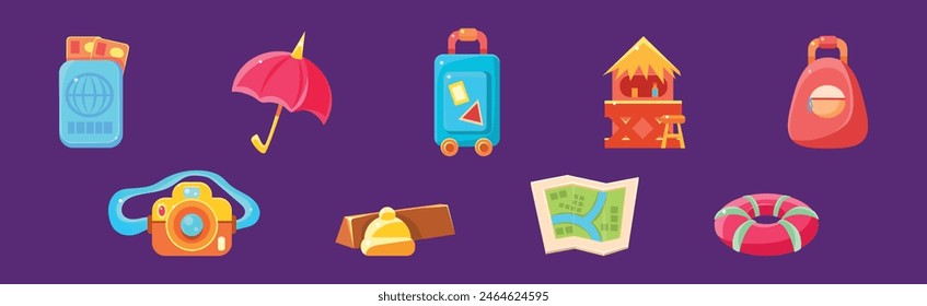 Sommer Festliche Musik und Urlaub Objekt und Symbol Vektorgrafik Set