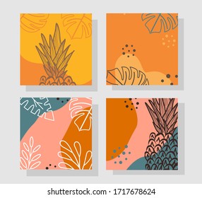 Summer, holiday, vacation, summer party poster set. Food and drink  illustration. Summer fest vector cover. Hand drawn doodle objects. Summer background