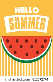 Summer, holiday, vacation poster set. watermelon and lettering. Typographic printable banner for summer design
