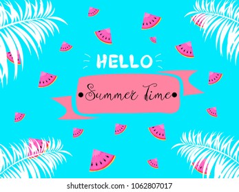 Summer holiday vacation poster template design with flat modern icons