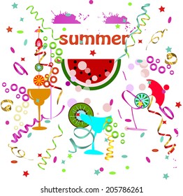 Summer holiday vector background with cocktails