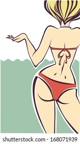 summer holiday, vector background in retro style
