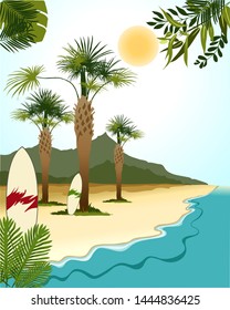 summer holiday vector beach palm
